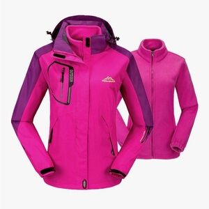 Women's 3 in 1 Pink Ski Jacket, Size L